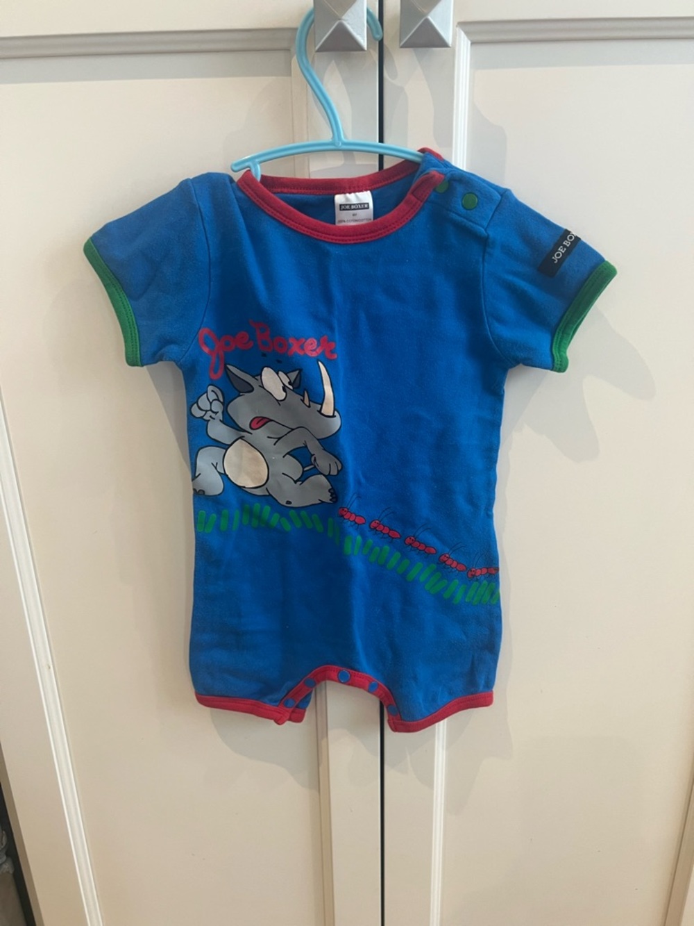 Joe Boxer 6m Blue Rhino Graphic Short-Sleeve Baby Romper